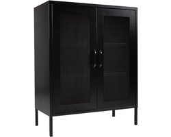 MaximaVida metalen locker vitrine kast Finn 102 x 80 x 40 cm zwart - 2 schappen