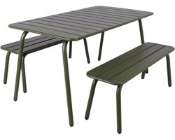 MaximaVida metalen picknickset Max 150 cm olijfgroen – 3-delig