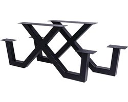 MaximaVida metalen picknicktafel onderstel New York zwart gecoat - doos per 2 stuks