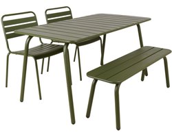 MaximaVida metalen tuinset Max 150 cm olijfgroen - 4-delig bank zonder rugleuning