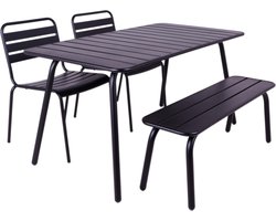MaximaVida metalen tuinset Max 150 cm zwart -4-delig bank zonder rugleuning
