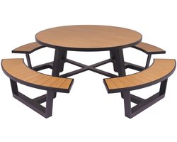 MaximaVida ronde aluminium picknicktafel Bermuda Ø 250 cm zwart
