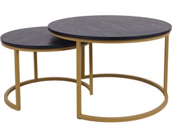 MaximaVida ronde salontafel set Chicago XL 75 cm champagne goud - pinewood fineer
