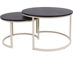 MaximaVida ronde salontafel set Chicago XL 75 cm ivoor - pinewood fineer