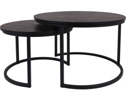 MaximaVida ronde salontafel set Chicago XL zwart 75 cm - pinewood fineer
