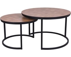 MaximaVida ronde salontafel set Copenhagen 58 en 45 cm - HPL fishbone look
