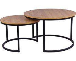 MaximaVida ronde salontafel set Kiev XL 75 cm - rustiek eikenhout fineer