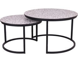 MaximaVida ronde salontafel set Lucca 58 en 45 cm - HPL terrazzo look