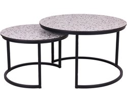 MaximaVida ronde salontafel set Lucca XL 75 en 58 cm - HPL terrazzo look