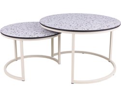 MaximaVida ronde salontafel set Lucca XL 75 en 58 cm ivoor – HPL terrazzo look