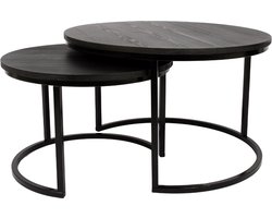 MaximaVida salontafel set Chicago zwart 58 en 45 cm - pinewood fineer