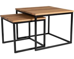 MaximaVida vierkante salontafel set Kiev XL 60 cm - rustiek eikenhout fineer
