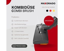 Maxorado Combiborstel universeel 30 - 40 mm opzetstuk voor uw stofzuiger - borstel vloerzuigmond geschikt voor Bosch, Siemens, Samsung, Rowenta, Grundig, Dirt Devil, Rowenta, AEG, Philips, Electrolux, Vax, Einhell, Makita, en meer