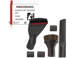 Maxorado opzetset voor uw stofzuiger - ook voor industriële stofzuigers – 32/35mm - meubelborstel - bekledingsmondstuk – spleetzuigmond opzetstuk – geschikt voor Dirt Devil, Bosch, Siemens, Einhell, Kärcher