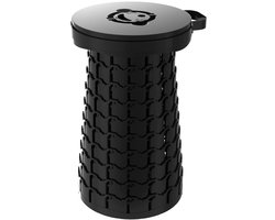 MAXSTAB Opvouwbare Kruk - Kunstof krukje - Telescoop kruk - Inklapbaar - Verstelbaar - Draagbaar - Extra Hoog - Brede Zitting - Anti-slip - 300KG Belastbaar - Camping Kruk - Zomer Festival Stoel - Picknick Stoel - Stevig en Veilig - Zwart met kussen