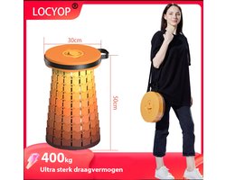 MAXSTAB Opvouwbare Kruk - Kunstof krukje - Telescoop kruk - Inklapbaar - Verstelbaar - Draagbaar - Extra Hoog - Brede Zitting - Anti-slip - 300KG Belastbaar - Camping Kruk - Zomer Festival Stoel - Picknick Stoel - Stevig en Veilig - Oranje met kussen