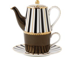 Maxwell and Williams - Tea for One Set Zwart Regency - Cadeau - Theeliefhebbers