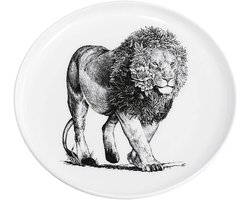 Maxwell & Williams DX0531 bord Lion – zwart-wit – 20 cm diameter – porselein – met diermotief, in geschenkdoos