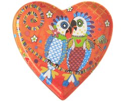 Maxwell & Williams hartvormig bordje met "Fanclub"-motief, in geschenkdoos, porselein, oranje, 15,5 cm, "Love Hearts" van Donna Sharam
