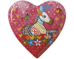 Maxwell & Williams hartvormig bordje met zebramotief "Zig Zag Zeb", in geschenkdoos, porselein, roze, 15,5 cm, "Love Hearts" van Donna Sharam