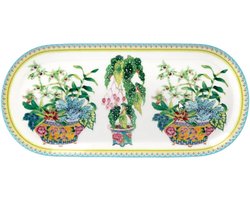 Maxwell & Williams Jardin Orchid Serveerschaal of Cakeschaal 25 x 11.5cm Wit Bloemen - Vaatwasserbestendig