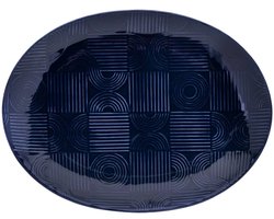 Maxwell & Williams Serveerschaal Arc ovaal, Ceramic, Indigo Blauw, 36x27 cm