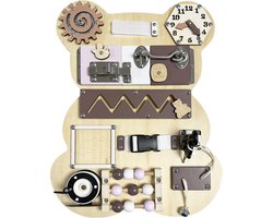 Maxx Kidz Activiteitenbord Kind 3 Jaar - Montessori Cadeau - Sensorisch Speelgoed Busy Board Onderweg en Thuis - Activiteiten Paneel Hout Nederlands - Educatief Spelletje Auto