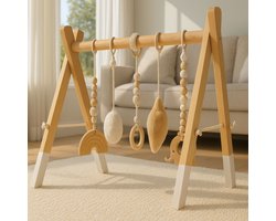 Maxx Kidz Houten Babygym - Stevige & Veilige Constructie van Hout - Speelgoed voor Baby van 6 maanden - Gym met 5 hangers