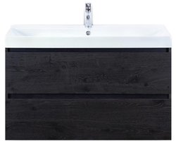 Maxx XL Badmeubelset 100 cm - Black Oak - Wastafel Just 1 Kraangat
