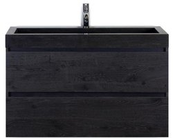 Maxx XL Badmeubelset 100 cm - Black Oak - Wastafel Lucca 1 Kraangat