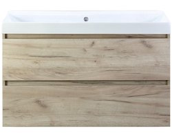 Maxx XL Badmeubelset 100 cm - Craft Oak - Wastafel Just Zonder Kraangat