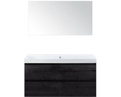 Maxx XL Badmeubelset 120 cm - Black Oak - Wastafel Just Enkel Zonder Kraangat met Spiegel