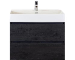 Maxx XL Badmeubelset 80 cm - Black Oak - Wastafel Kube 1 Kraangat