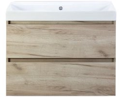 Maxx XL Badmeubelset 80 cm - Craft Oak - Wastafel Just Zonder Kraangat
