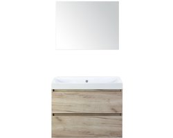 Maxx XL Badmeubelset 80 cm - Craft Oak - Wastafel Just Zonder Kraangat met Spiegel