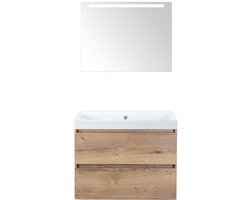 Maxx XL Badmeubelset 80 cm - Natuur Eiken - Wastafel Just Zonder Kraangat met LED Spiegel