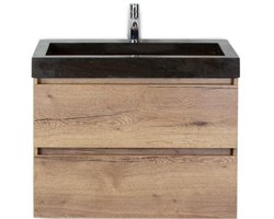 Maxx XL Badmeubelset 80 cm - Natuur Eiken - Wastafel Lucca 1 Kraangat
