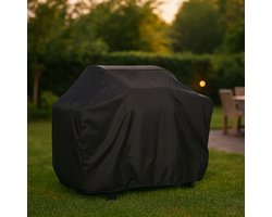 Maxxcovers Universele Barbecue Hoes Rond - 148 X 61 X 110 cm - Beschermhoes voor Weber en Boretti BBQ - Waterdicht met Trekkoord - BBQ Accessoires - Zwart