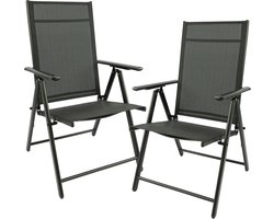 MaxxGarden Aluminium Tuinstoel - Campingstoel Inklapbaar - Kampeerstoel Opvouwbaar - 2 stuks Vouwstoelen - Zwart/Zwart