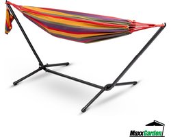 MaxxGarden Hangmat standaard - met doek - één persoon set - 290x120x93 cm