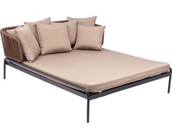 MaxxGarden Loungebed Estrella Extase - Sunlounger - Tweepersoons ligbed incl. buitenkussens en matras - 140x180x70 cm - Cappuccino
