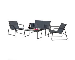 MaxxGarden Loungeset - 4-persoons Tuinset - Textileen - 4-delig - Zwart