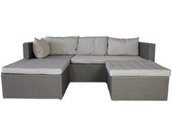 MaxxGarden Loungeset – Rattan Hoekset - 4 persoons - incl. salontafel - Licht Grijs