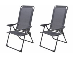 MaxxGarden Luxe tuinstoel - aluminium - verstelbare stoel met armleuningen - ZWART