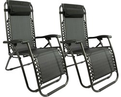MaxxGarden Opvouwbare Tuinstoel - 2 Stuks - Ligstoel Tuin - Relaxstoel Verstelbaar - Inklapbaar - Zero Gravity - Zwart
