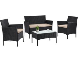 MaxxGarden Rattan loungeset Jamaica - Design wicker tuinset - Zwart