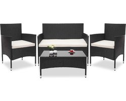MaxxGarden Rattan loungeset Jamaica - Design wicker tuinset - Zwart
