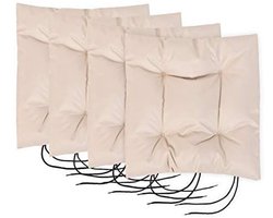 MaxxGarden Set van 4 Premium Stoelkussen 40x40 cm beige – Robuust Zitkussen UV-bestendig – 4 cm Dik – Indoor & Outdoor – Tuinkussen Balkon