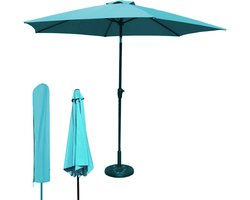 MaxxGarden Stokparasol - tuin en balkon parasol - opdraaisysteem - 300 cm - Blauw - Incl. Parasolhoes