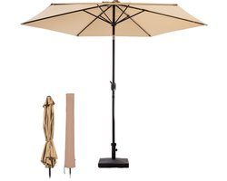 MaxxGarden Stokparasol - tuin en balkon parasol - opdraaisysteem - 300 cm - Taupe - Incl. Parasolhoes